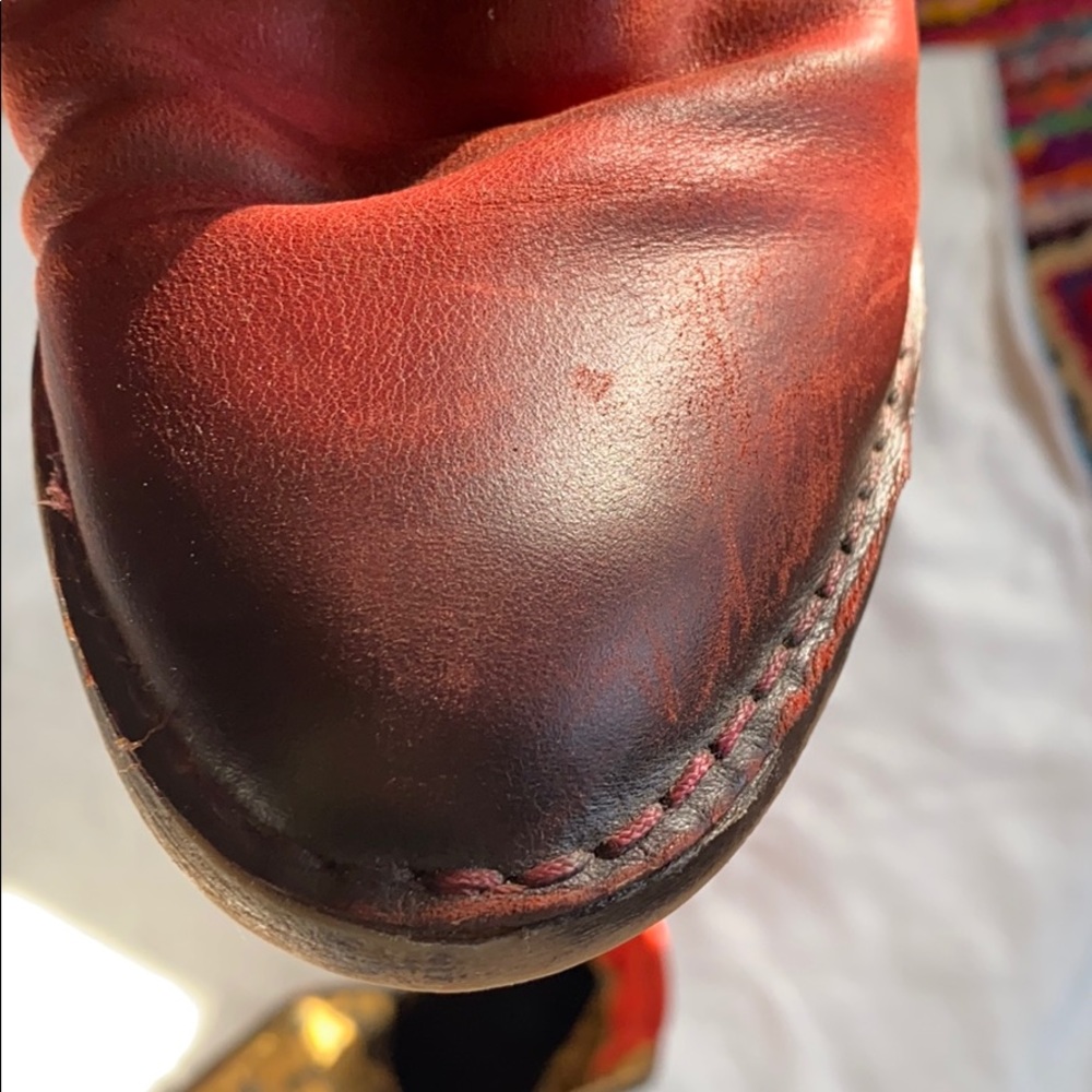 Fly London burnished toe red boots, wedge/artsy - Picture 6 of 8